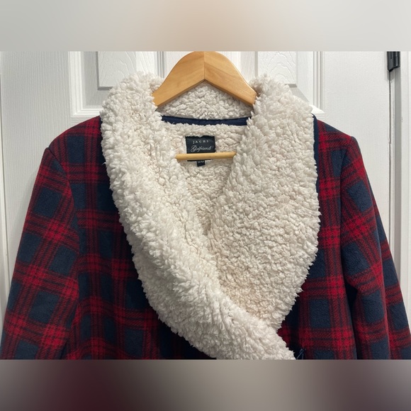 Jachs Girlfriend NY Womens Sherpa Fleece Cardigan Jacket Cabincore Plaid Medium - Picture 3 of 10